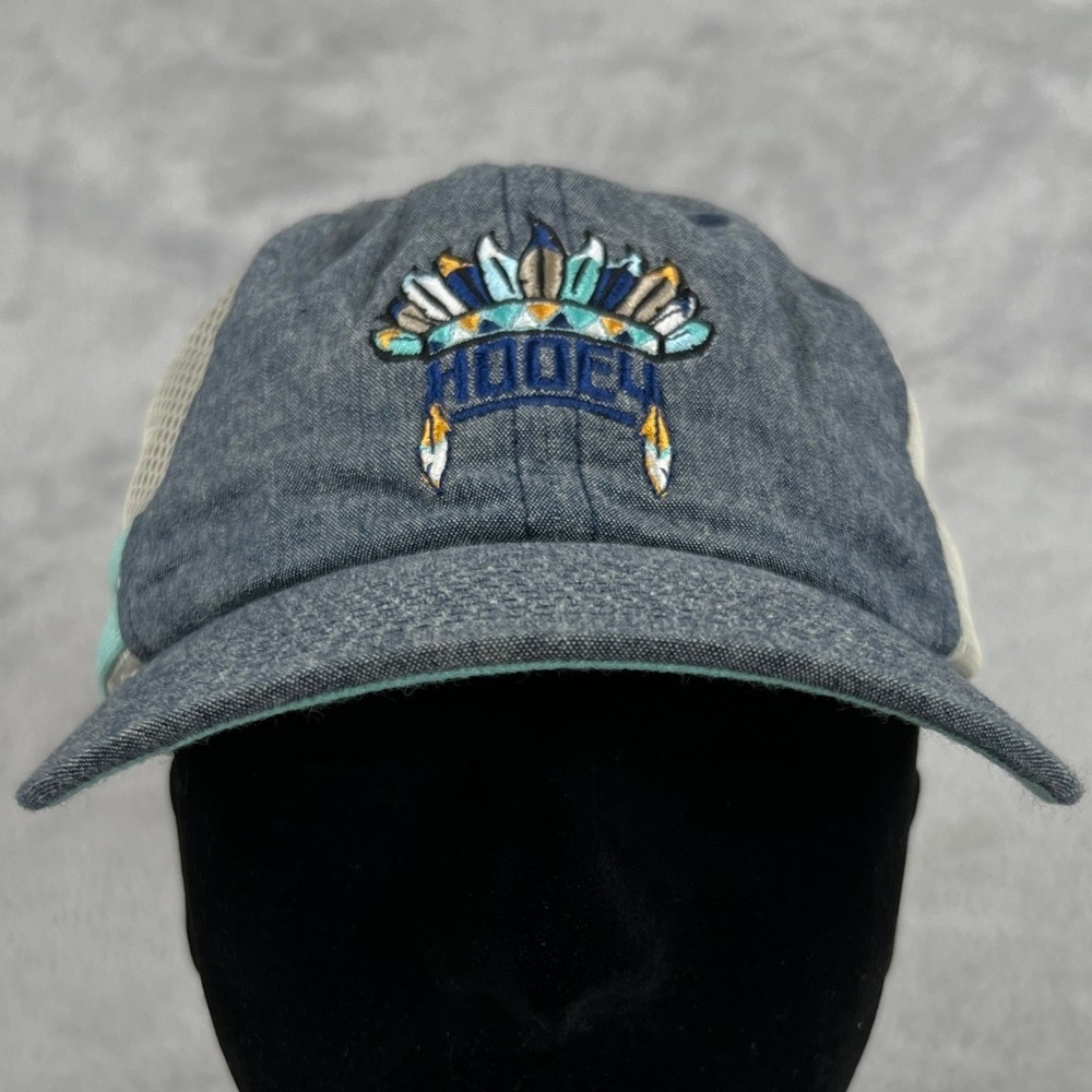 Hooey Native Headdress Logo Trucker Hat OSFM Blue Grey Snapback Western Mesh Cap
